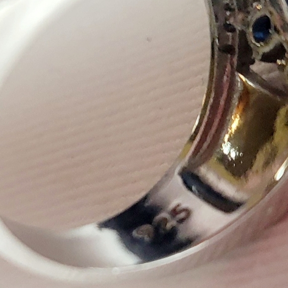 **SOLD** .925 sterling silver aquamarine & sapphire ring size 6.5 - Picture 5 of 6